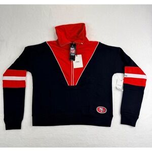 WEAR by Erin Andrews NFL San Francisco 49ers Quarter Zip Sweatshirt Black Red M